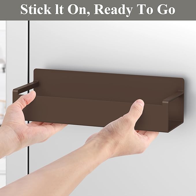 4 Pack Magnetic Spice Rack Organizer for Refrigerator and Oven, Brown Fridge Organizers and Storage for Kitchen-CasaMuseHome