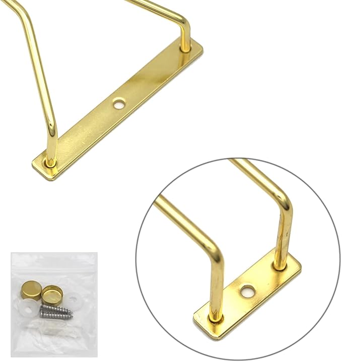 14-Inch Gold Wine Glass Rack, Under Cabinet Wine Glass Holder Stainless Steel Stemware Rack - Hanging Stemware Holder for Cabinet Kitchen Bar, Set of 4-CasaMuseHome