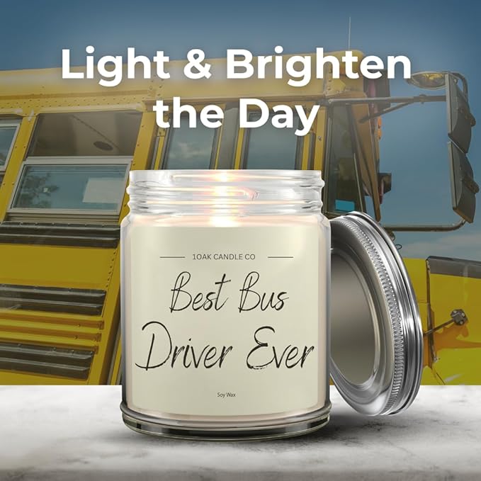 1OAK Vanilla Candle - Thank You Bus Driver Gifts for Women, Men - Bus Driver Appreciation & Retirement Gifts-CasaMuseHome