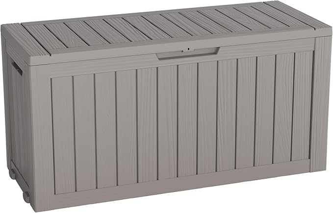 72 Gallon Deck Box Lockable Resin Outdoor Storage Box waterproof Outdoor Container for Patio Furniture Cushions, Pillow-CasaMuseHome