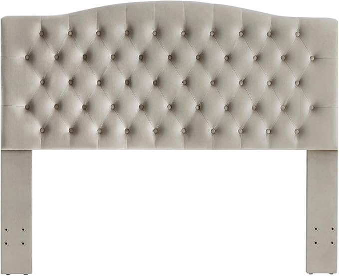 24KF Upholstered Tufted Button Velvet Headboard,Comfortable Fashional Headboard Queen/Full Size,Taupe-CasaMuseHome