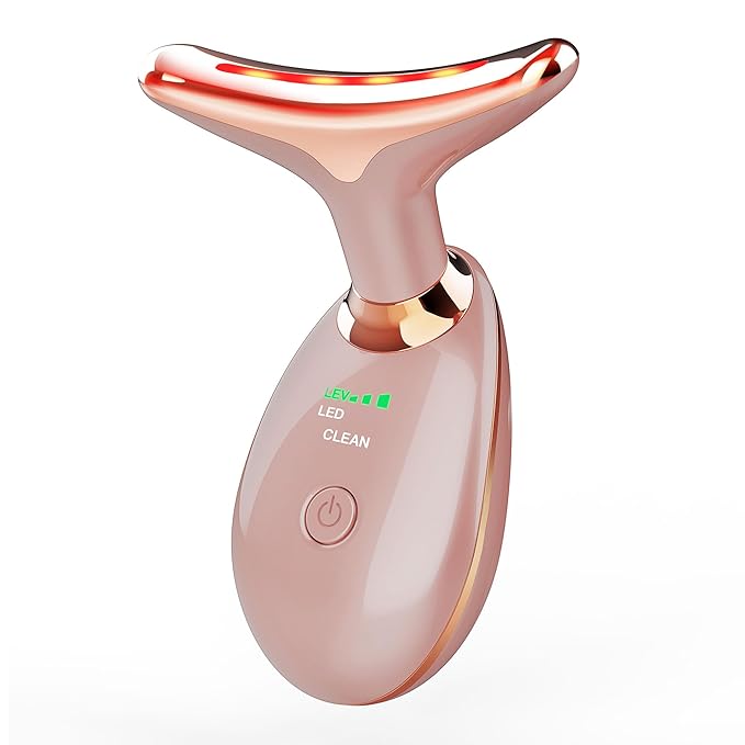 7-in-1 Deplux Face Neck Massager for Daily Skin Care Routine, Portable Facial Massager, Skin Care Tool, Rose Gold-CasaMuseHome