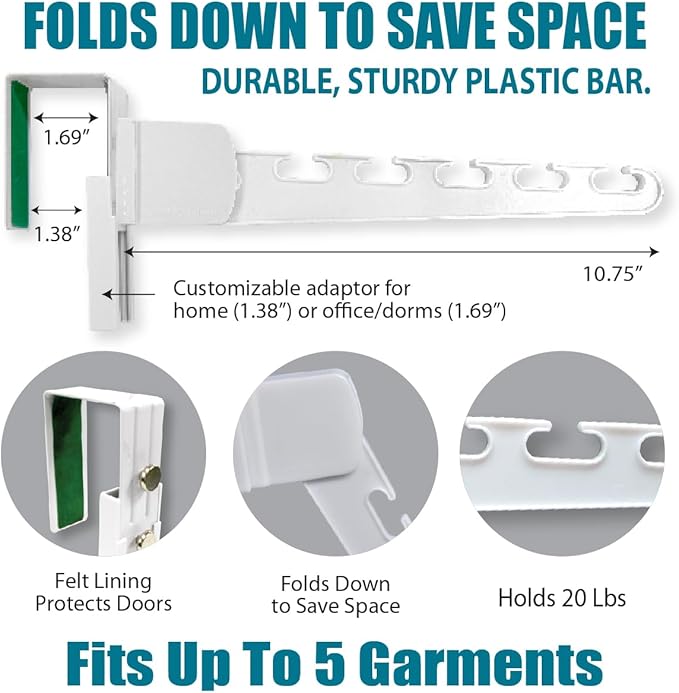 Wonder Hanger Over The Door 3-Pack Organizer for Clothes Hangers, Space-Saving Cascading Hanger Hooks, White-CasaMuseHome