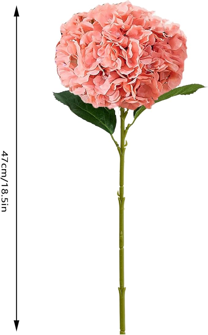 8Pcs Blush Fake Flowers Silk Hydrangea Artificial Flowers Bouquets Faux Hydrangea Stems for Home Table Centerpieces Wedding Party Decoration-CasaMuseHome