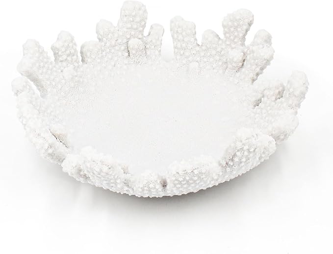 Accessoryway White Coral Textured Decorative Bowl,9.45" Medium Resin Decorative Centerpiece Bowl for Coastal Beach theme house table centerpiece decorations & Nautical decorations for coffee table-CasaMuseHome