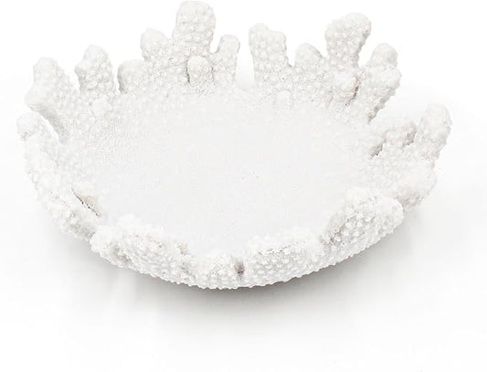 Accessoryway White Coral Textured Decorative Bowl,9.45" Medium Resin Decorative Centerpiece Bowl for Coastal Beach theme house table centerpiece decorations & Nautical decorations for coffee table-CasaMuseHome