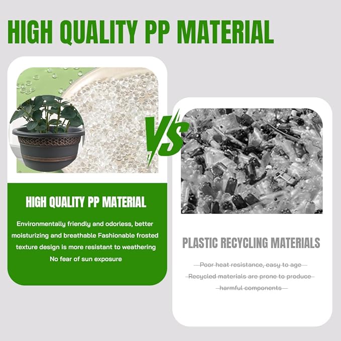 6 Pack 8 Inch Plant Pots, Plastic Flower Pot for Indoor & Outdoor with Drainage Holes & Saucer, Plaid Pattern Planters Garden Pots for Herbs-CasaMuseHome