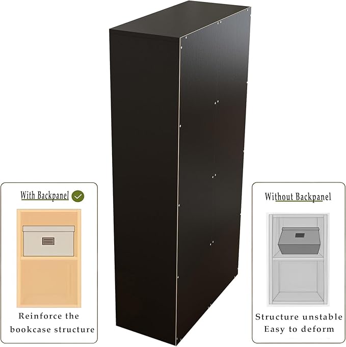 8-Cube Storage Shelf Bookcase - Wooden 4-Tier Floor Standing Open Bookshelf, Modern TV Stand up to 55 Inchs for Home and Office, Black-CasaMuseHome