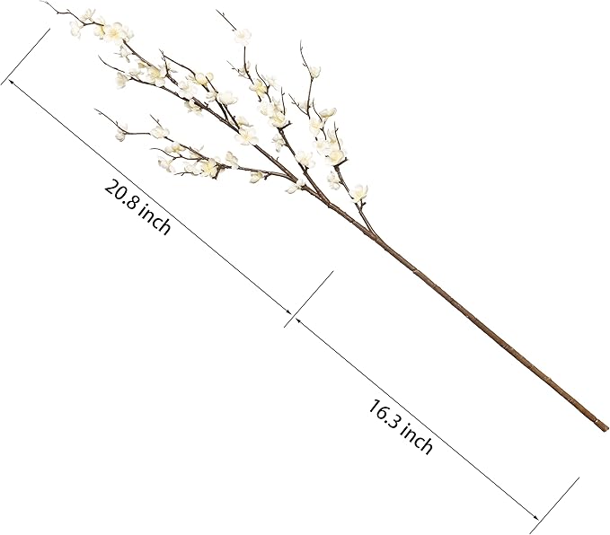 4Pcs Cherry Blossom Branches Artificial Flowers for Spring Summer Indoor Decoration,Faux Long Stem Artificial Flowers for Wedding Home Office Bedroom Party Table Centerpieces Decor(White)-CasaMuseHome