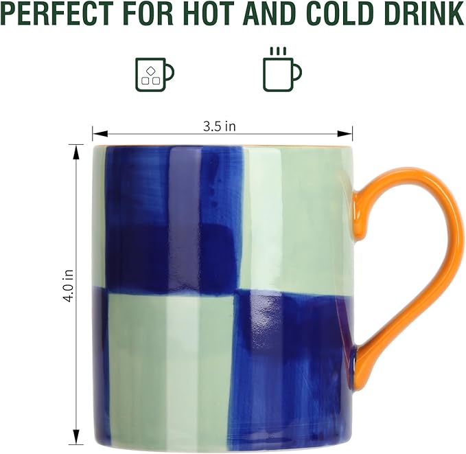 Koja Colorful Hand Painted 16 oz. Porcelain Ceramic Mugs Set. Service for 4.-CasaMuseHome