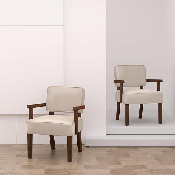 Accent Chair, PU Leather Chair for Living Room Oversized Armchair with Soft Seat and Armrests for Bedroom Dinning Reading Waiting Room (One Chair)-CasaMuseHome