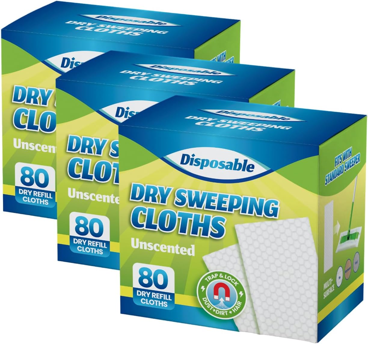 Dry Sweeping Cloths Disposable Mop Refills Floor Dust Mop Pad, Floor Cloth Refills for Swiffer Standard Sweeper, Pack of 240