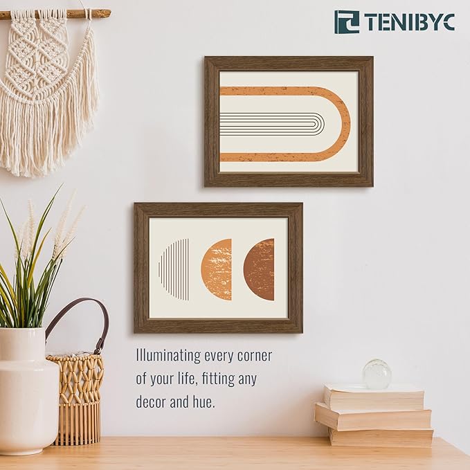 5x7 Picture Frame 3 Pack - Brown Woodgrain, Wood Photo Frame, HD Tempered Glass, Table Display or Wall Hanging-CasaMuseHome