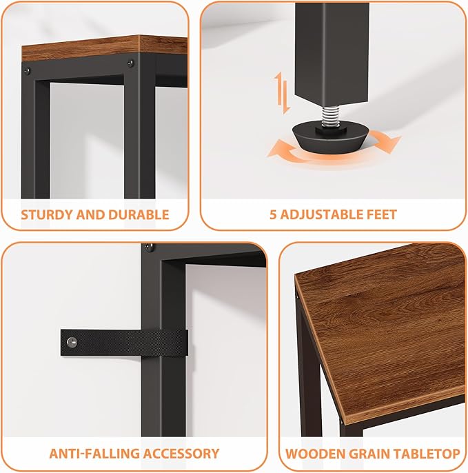 80.7'' Narrow Sofa Table with 2 Power Outlets (6 AC Outlets & 4 USB Ports), Thin Console Tables Narrow Long, Behind Couch Table Skinny for Entryway, Living Room, Hallway, Foyer, Rustic Brown-CasaMuseHome