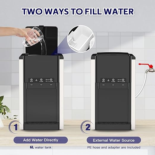 3 in 1 Water Dispenser with Ice Maker, Nugget Ice Maker Countertop, Bullet Ice, Crushed Ice, Water Cooler, 44Lbs/24H, 12 Ice Cube/6Min, Self-Cleaning, 4Lbs Ice Storage, Home, Kitchen, Party, RV-CasaMuseHome