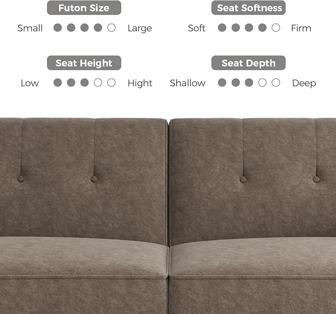 89” Futon Sofa Bed, Comfy Futon Couch Bed with 2 Square Pillows, Convertible Sleeper Sofa with Adjustable Backrest& Armrests, Modern Loveseat Sleeper for Living Room, Bedroom, Light Brown-CasaMuseHome