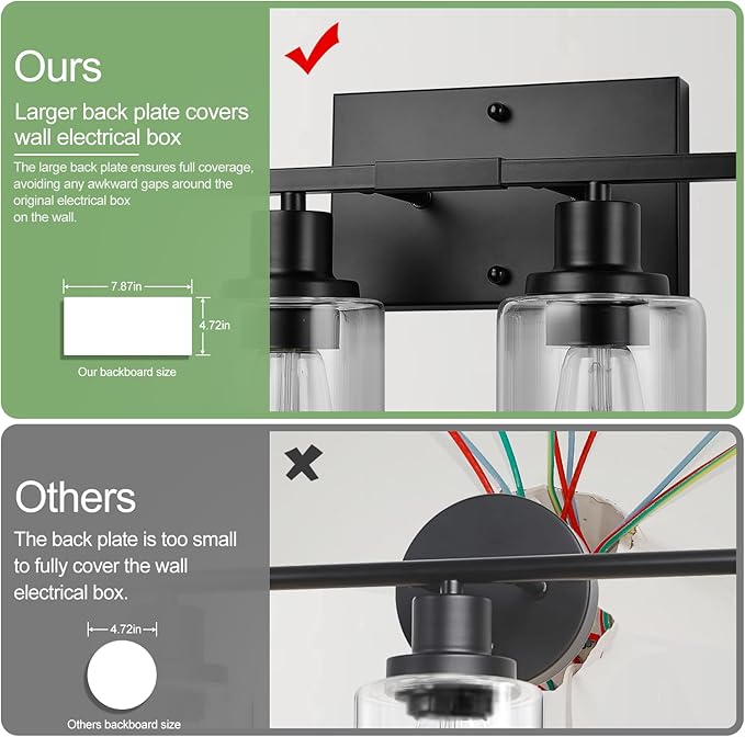 4-Light Bathroom Light Fixtures, Matte Black Modern Vanity Lights with Clear Glass Shades, Bathroom Wall Lamp for Mirror Living Room Cabinet Bedroom Porch-CasaMuseHome