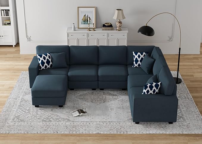 L Lengend Vansen Modular Sectional Sofa U Shaped Couch with Ottoman Modern Reversible Corner Sectional Couch for Living Room (Charcoal, U Shaped Sofa-2)-CasaMuseHome