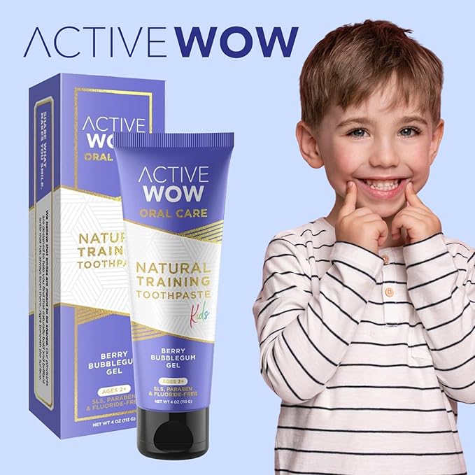 Active Wow Training Toothpaste – Fluoride-Free, Toddler-Safe, Gentle, Vegan, Safe to Swallow – Berry Bubblegum, 1 Pack-CasaMuseHome