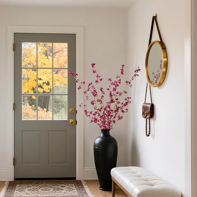 4Pcs Fake Flowers Blossom Branches Artificial Flowers for Indoor Decor, Faux Long Stem Realistic Indoor Plants for Vase Wedding Home Office Bedroom Party Table Centerpieces Decor-CasaMuseHome