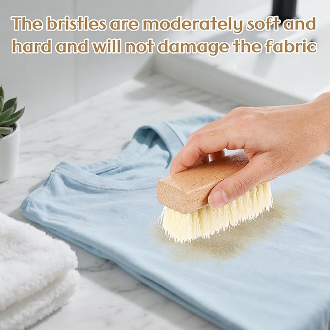 3 Pcs Wood Laundry Stain Brush Stain Remover Brushes with Boar Bristle Small Stain Brush for Clothes for Scrubbing Stains from Furniture Fabric Leather(3 Pcs D)-CasaMuseHome