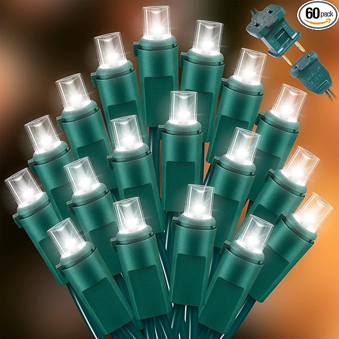 60 Count Cool White -String Lights - LED Christmas Lights, Mini led Lights for Indoor Outdoor Home Holiday Party Wedding Independence Day Decoration-CasaMuseHome