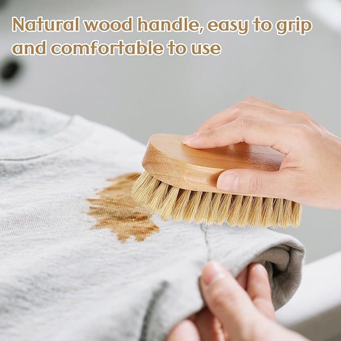 3 Pcs Wood Laundry Stain Brush Stain Remover Brushes with Boar Bristle Small Stain Brush for Clothes for Scrubbing Stains from Furniture Fabric Leather(3 Pcs F)-CasaMuseHome