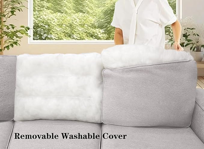 L Lengend Vansen Modular Sectional Sofa U Shaped Couch with Ottoman Modern Reversible Corner Sectional Couch for Living Room (Light Grey, U Shaped Sofa-5)-CasaMuseHome