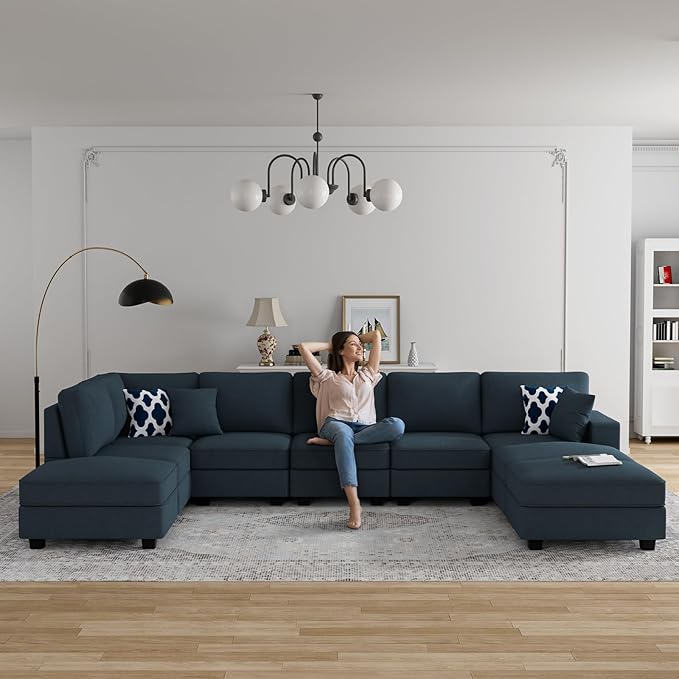 L Lengend Vansen Modular Sectional Sofa U Shaped Couch with Ottoman Modern Reversible Corner Sectional Couch for Living Room (Charcoal, U Shaped Sofa-4)-CasaMuseHome