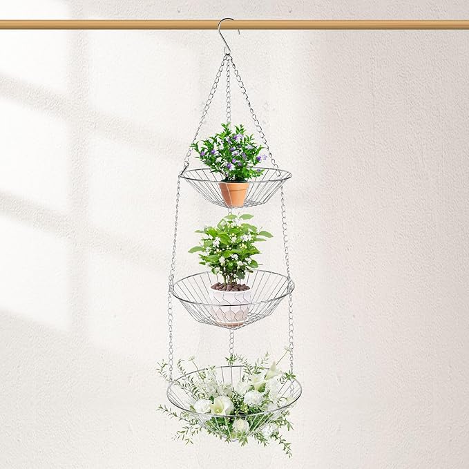 3-Tier Kitchen Wire Storage Basket Hanging Fruit Storage 2 Pack-CasaMuseHome