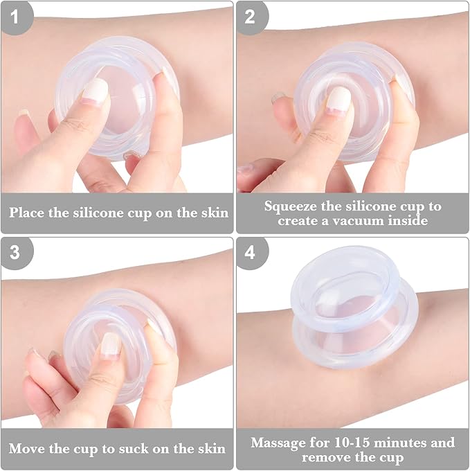 16 Pcs Silicone Cupping Therapy Set Anti Cellulite Cup Vacuum Suction Massage Cup Silicone Cupping Therapy Set for Cellulite Reduction Myofascial Release Massage Therapist Home Use (Clear)-CasaMuseHome