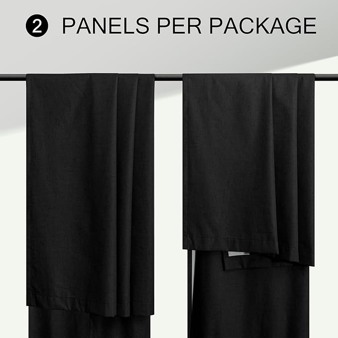 72 Inches Long Blackout Curtains 72 Inch Length for Living Room 2 Panel Set Linen Black Out Thermal Insulated Darkening Back Tab Thin Lightweight Complete Saver Energy Saving Curtain Drape for Bedroom-CasaMuseHome