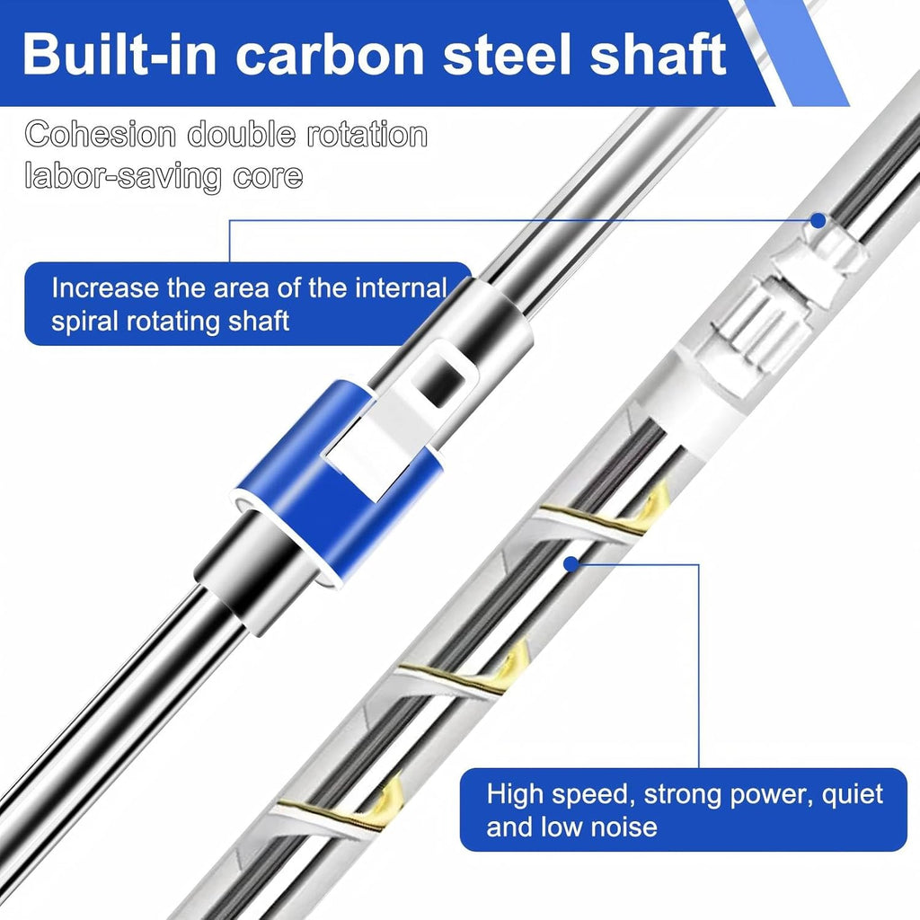 Replacement Handle for Swivel mop, 360° Swivel Adjustment, Reinforced Locking Telescopic Pole + 3 Reusable Microfiber mop Refills + 1 Stainless Steel Tray, Multi-Scenario mop Handle (Blue)