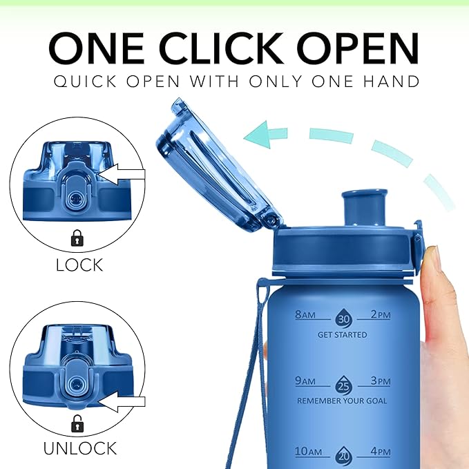 32oz Motivational Water Bottles with Time Marker & Fruit Strainer, Transparent Gradient Color Water Bottle with Times to Drink, Leakproof & BPA Free, Reusable Bottle with Strap (No Straw)-CasaMuseHome