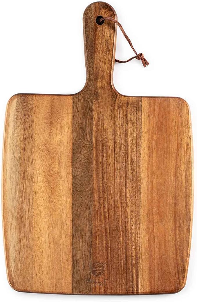 Acacia Wood Cutting Board - Wooden Kitchen Cutting Board for Meat, Cheese, Bread,Vegetables &Fruits- Charcuterie Board Cheese Serving Board with Handle (15.3"x10.2")-CasaMuseHome