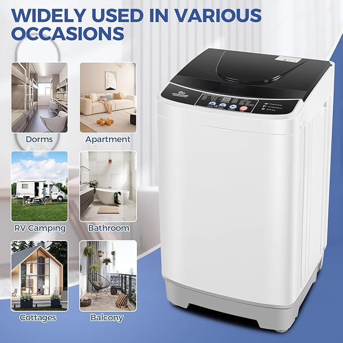 20Lbs Portable Washing Machine Nictemaw Portable Washer, 2.8 Cu.ft Washer and Dryer Combo with Drain Pump, 10 Programs 8 Water Level Compact Laundry Washer for Home, Apartment, RV, Dorms-CasaMuseHome