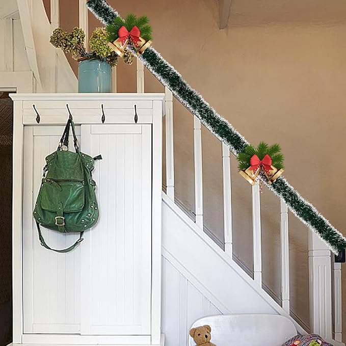 50 FT/15M Long Dark White Artificial Christmas Tinsel Garland Decorations DIY for Xmas Tree,Fireplace Mantel,Stairs Railing Outdoor Indoor Holiday Decor-CasaMuseHome