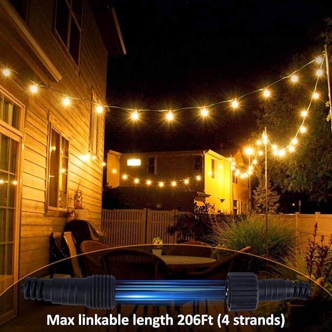 26 Ft LED Outdoor String Lights, Connectable Patio with 8Pcs Waterproof Vintage Edison Bulbs for Backyard, Balcony, Bistro Camping Outdoor Lighting-CasaMuseHome