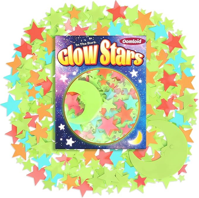 201 Pcs Glow in The Dark Stars Stickers for Ceiling, Toddler Stocking Stuffers Wall Room Decor Gifts, Luminous 3D Glowing Stars Easter Basket Stuffers for Kids Boys Girls-CasaMuseHome