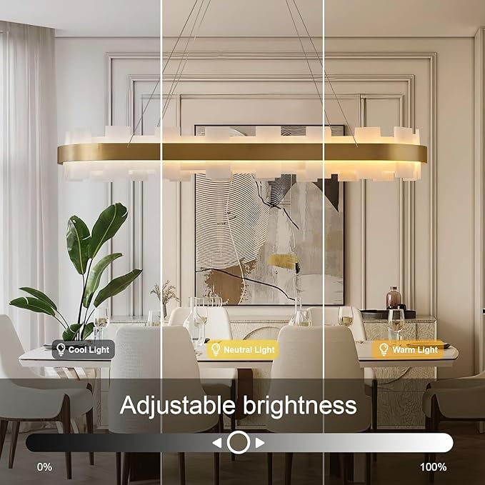 37.4" Natural Spanish Alabaster Rectangle Chandelier, Adjustable Luxury Ceiling Light for Dining Room Over Table, Kitchen Island, Modern Marble Chandeliers for Bedroom, Foyer, Entryway-CasaMuseHome