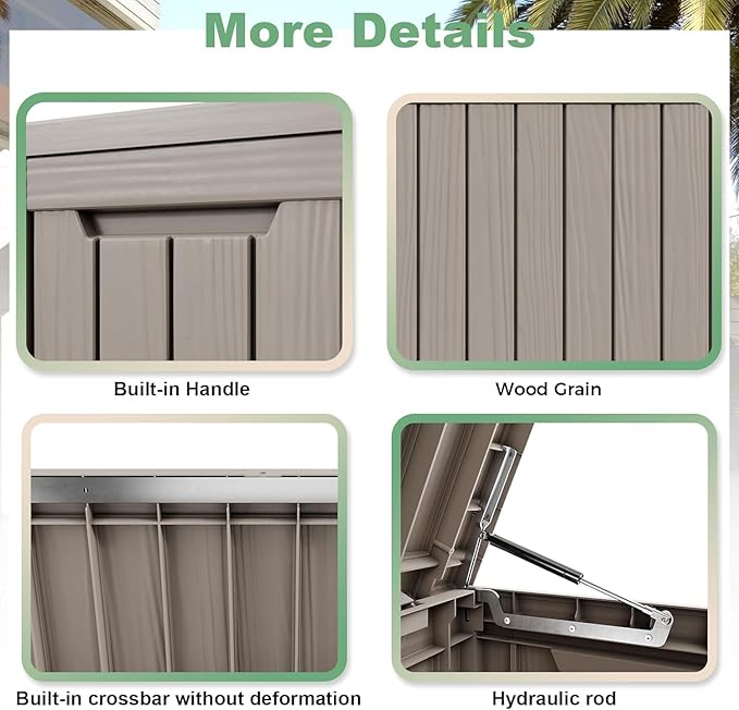81 Gallon Outdoor Storage Box Waterproof, UV Resistant Resin Deck Box with Hydraulic Rod, Lockable Design and Enhanced Durability for Patio, Garden, and Poolside Use-CasaMuseHome