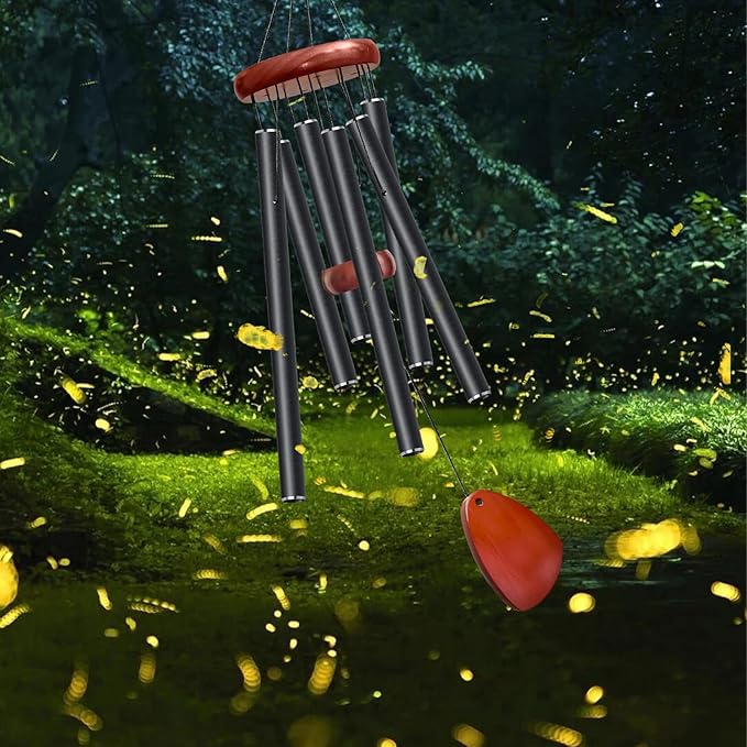 28" Black Wind Chimes for Mothers Day, Decorative Wind Chimes for Outside, Memorial Windchimes Remembrance Gift for Women Mom Grandma, Metal Windchime Outdoor Decor for Garden Patio Zen-CasaMuseHome