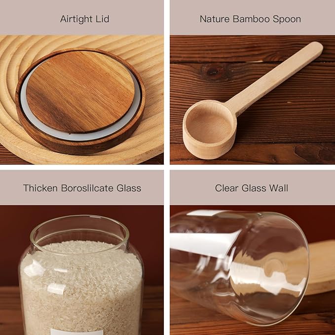 2 PCS Large Glass Jar with Airtight Lid, Glass Food Storage Jars for Tea,Spice,Cereal, Egg,Flour,Coffee and More(1 gallon/4000 ml)-CasaMuseHome