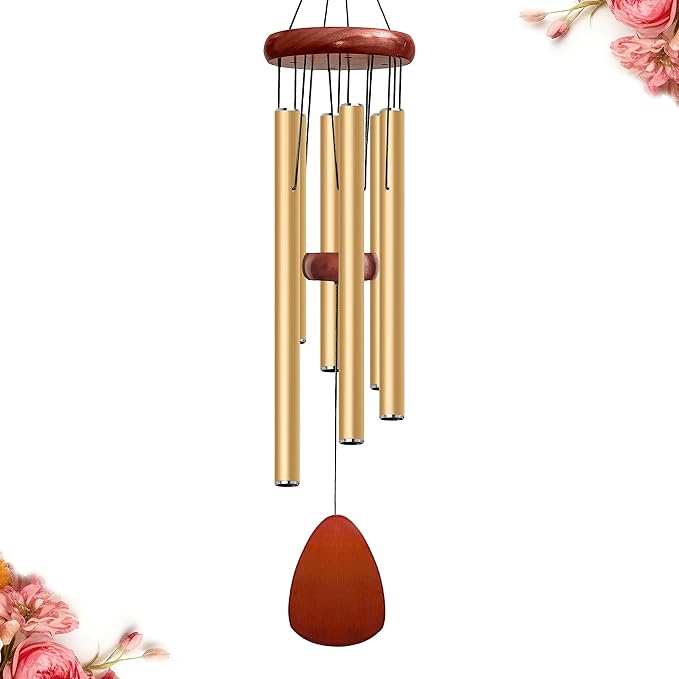 28" Wind Chime for Mothers Day, Decorative Wind Chimes for Outside, Memorial Windchimes Remembrance Gift for Women Mom Grandma, Metal Wind Chimes Outdoor Decor for Garden Patio Zen(Gold)-CasaMuseHome