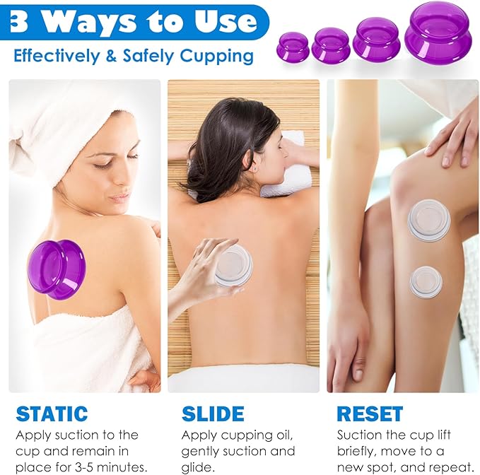15Pcs Cupping Therapy Set-Professional Silicone Cupping, Suitable for Facial Body Massage/Deep Myofascial Release/Pain Relief/Muscle Relaxation & More (Purple,15pcs)-CasaMuseHome