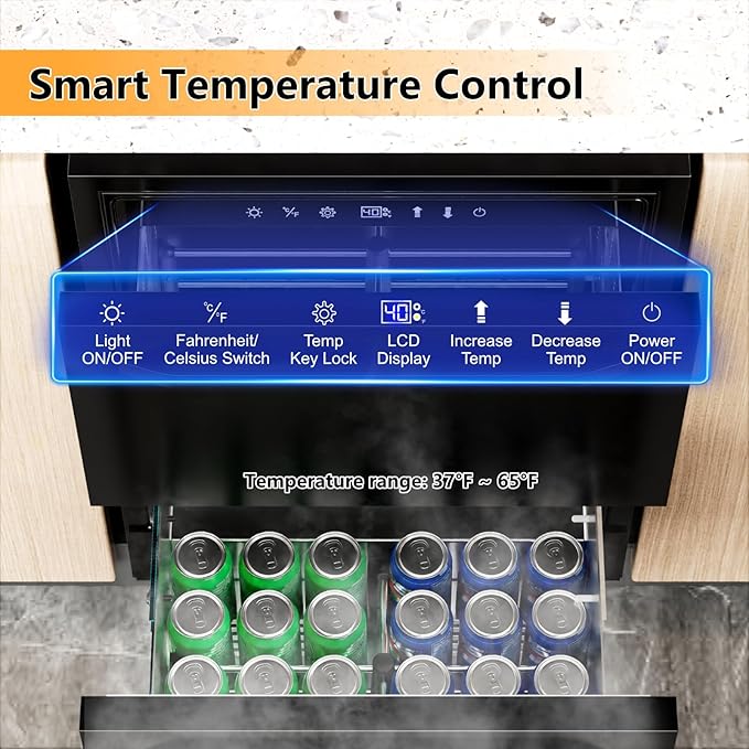 24 Inch Under Counter Dual Drawer Beverage Fridge, Weather Proof Outdoor Beverage Refrigerator for Patio, Stainless Steel Built-in Beverage Cooler for Home & Commercial Use, Black-CasaMuseHome