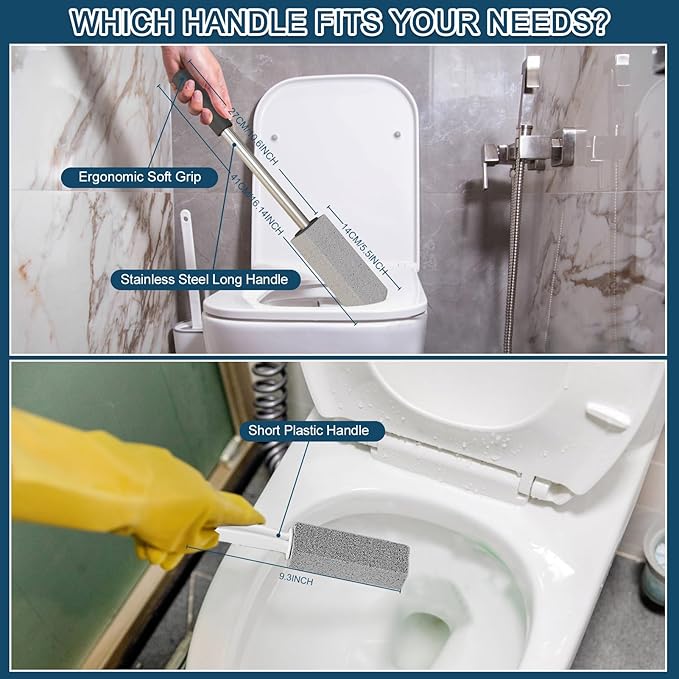 2 Pack Pumice Stone for Toilet Cleaning,16.14In Extra Long Handle Toilet Pumice Stone Toilet Bowl Cleaner Brush Toilet Scrubber for Toilets Bathtubs Grills Sinks-CasaMuseHome