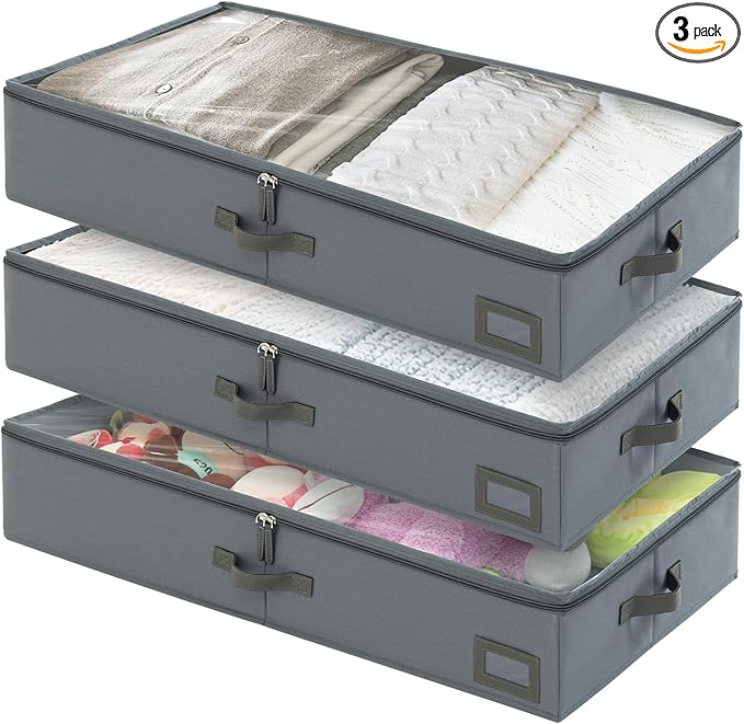 6-Inch Under Bed Organizer, Under Bed Storage Container, Under Crib/Couch Storage, Underbed Storage Box for Seasonal Clothing, Sweaters, Shoes, Blankets, Wrapping Paper & Toys 33" L×17" W×6" H-CasaMuseHome