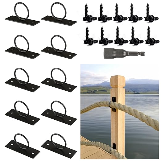 10Pack 2inch Rope Support Holder Drop Ring Brackets Stainless Steel Decorative for Hemp Rope Fencing Stair Deck Railing Ceiling Hook-CasaMuseHome