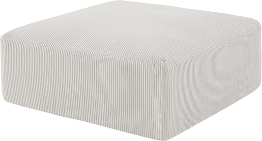40" Square Stuffed Ottoman Pouf for Sofa Couch, Corduroy Poufs with Foam Chunk Filling, Furry & Fluffy Foot Stool Movable Ottoman. 40 * 40 Floor Poufs Foot Rest for Living Room, Beige-CasaMuseHome